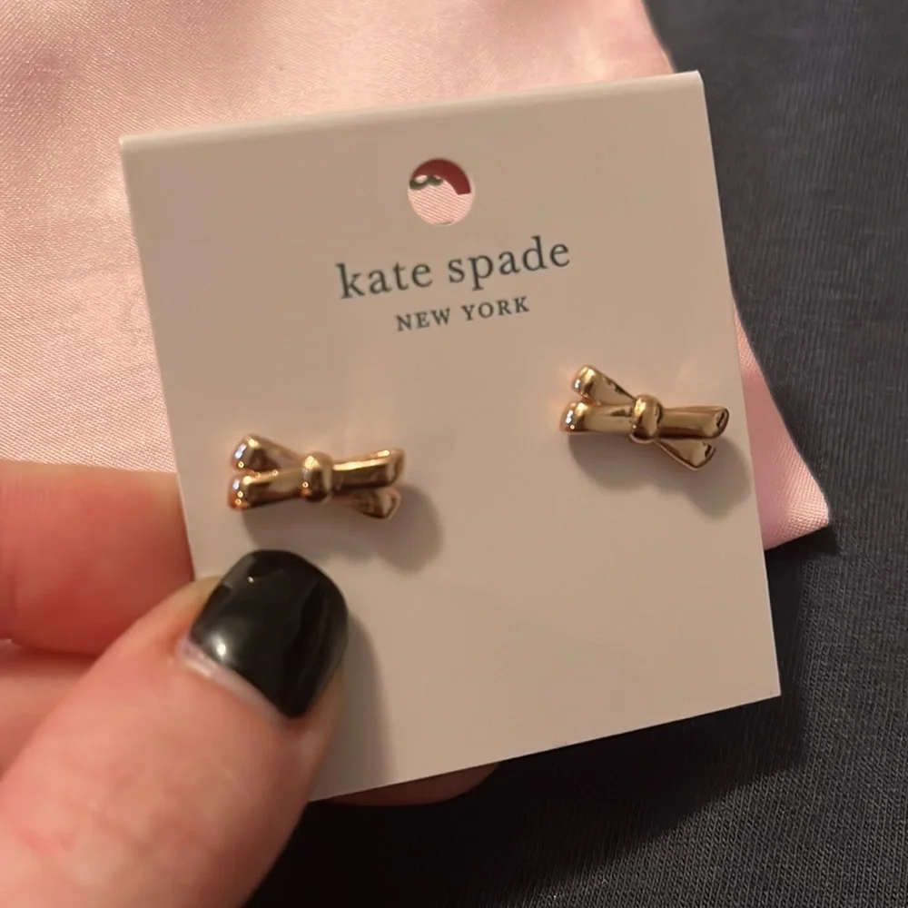 Kate spade rose gold bow tie earrings NWT